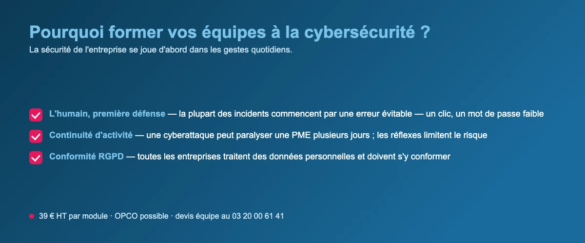 Les enjeux de la formation cybersécurité : erreur humaine, continuité d'activité, confiance et conformité RGPD