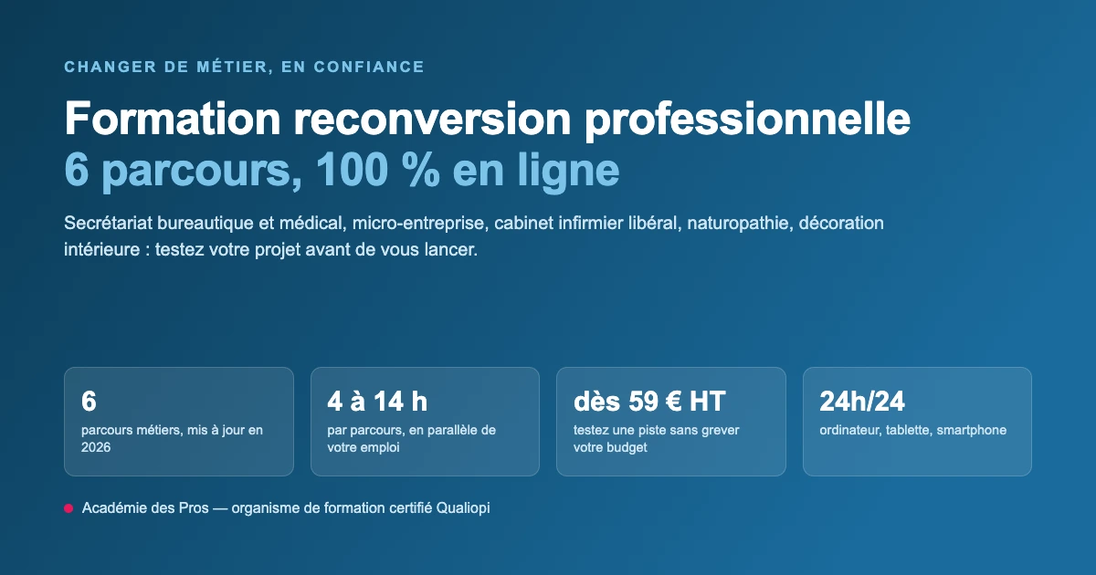 Formation reconversion professionnelle en ligne : 6 parcours pour changer de métier